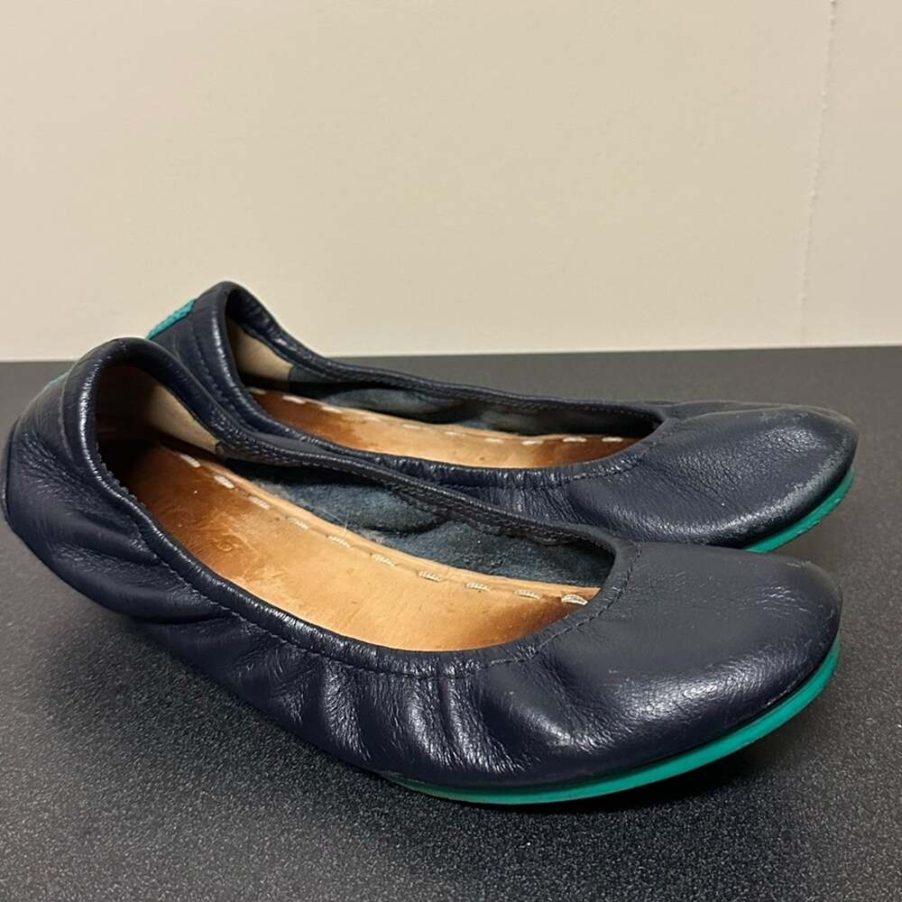 Tieks California Navy Italian Leather Ballet Flat Shoes Travel Size 7